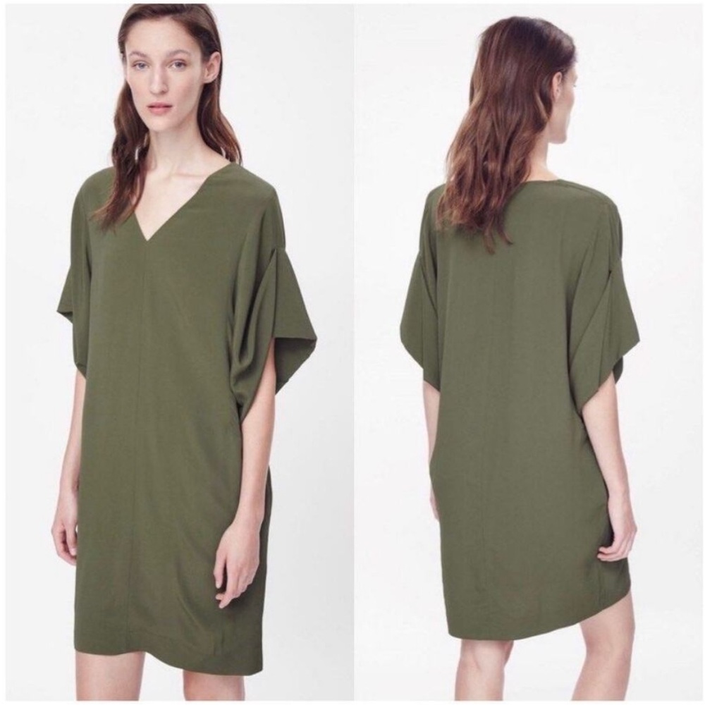 COS Shift Dress Moss Green